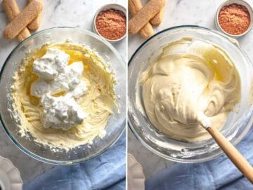 Crema al mascarpone in una ciotola.