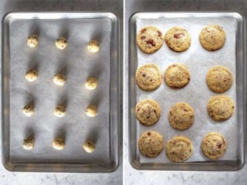 Cookies prima e dopo la cottura